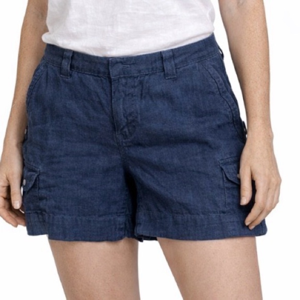 Vince shorts black 100% linen flat front pockets breathable SZ 0